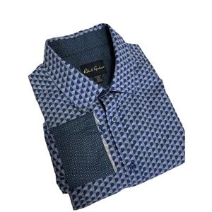 Robert Graham Flip Cuff Long Sleeve Button Up‎ Shirt Mens M Blue